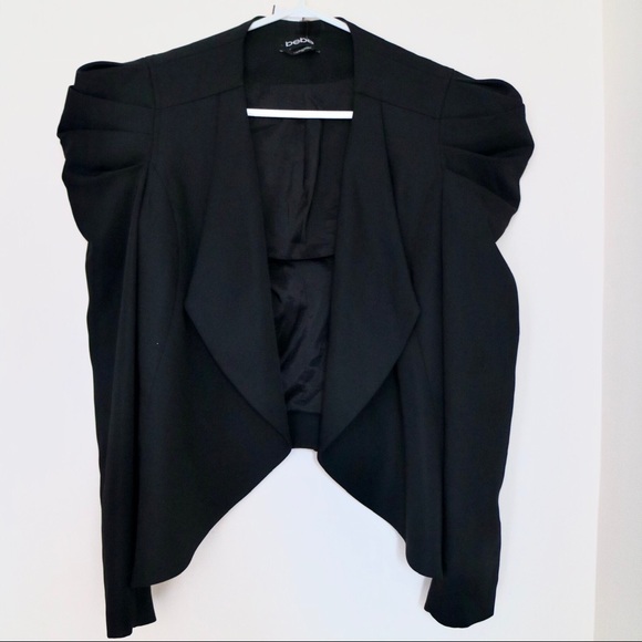 *Host Pick* Bebe Puff / Ruched Sleeve Blazer Jacket size 00 waterfall hem - Picture 1 of 5
